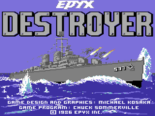 Destroyer title screen for Commodore 64